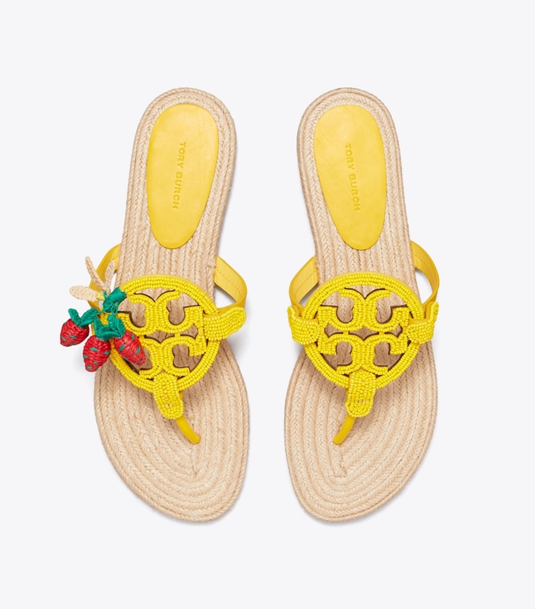 Tory Burch designer sandals Miller Beaded Espadrille in POLLINE overhead