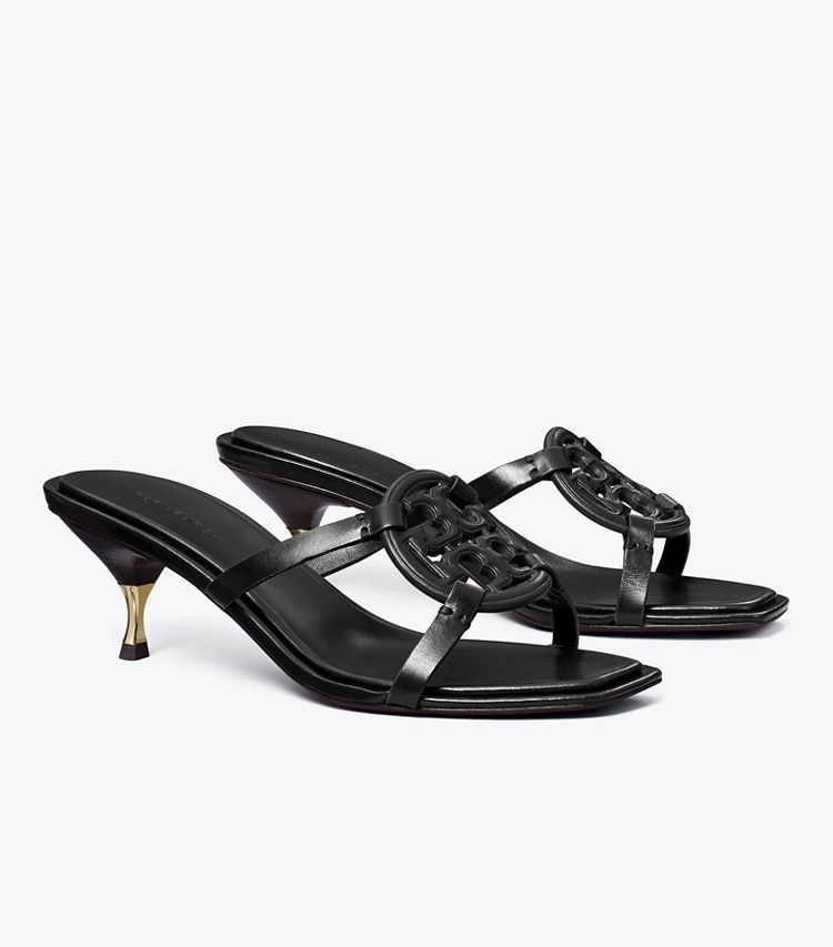 Tory Burch designer sandals Miller Bombé Low Heel Sandal in PERFECT BLACK angle