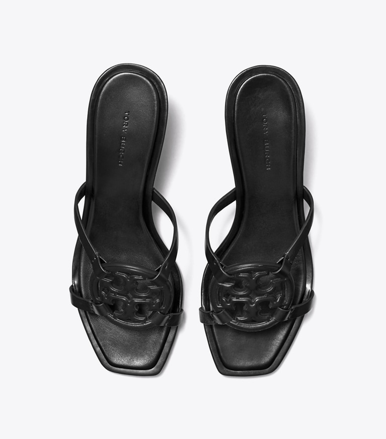 Tory Burch designer sandals Miller Bombé Low Heel Sandal in PERFECT BLACK angle