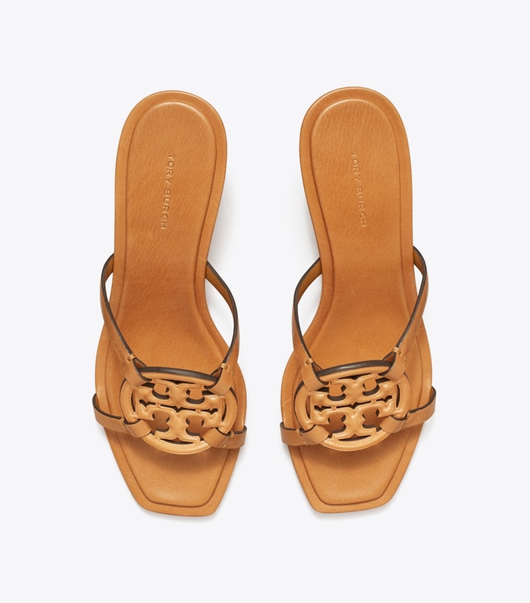 Tory Burch designer sandals Miller Bombé Low Heel Sandal in CARAMEL CORN angle