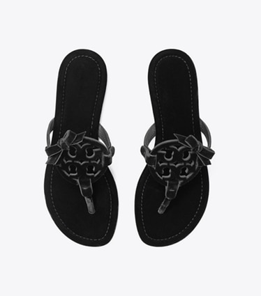Tory Burch designer sandals Miller Bow in PERFECT BLACK / PERFECT BLACK overhead