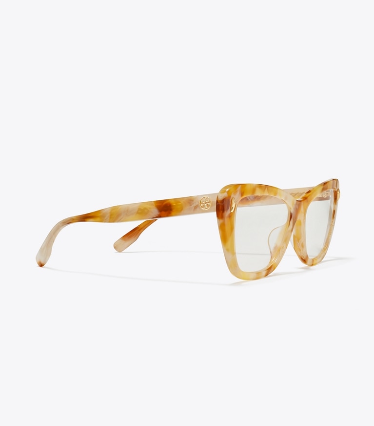 Tory Burch designer sunglasses & eyewear Miller Butterfly Eyeglasses in HONEY TORTOISE front