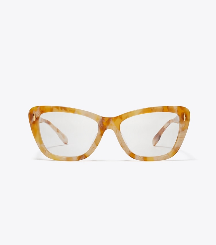 Tory Burch designer sunglasses & eyewear Miller Butterfly Eyeglasses in HONEY TORTOISE front