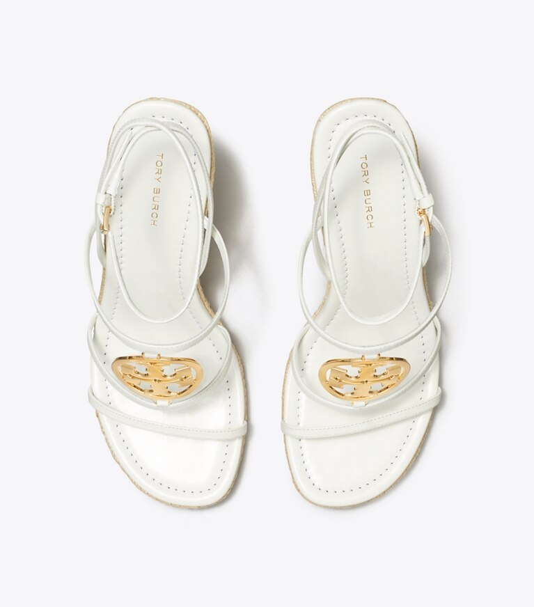 Tory Burch designer espadrilles Miller Capri Espadrille à talon compensé dans CREAM / GOLD vue du dessus