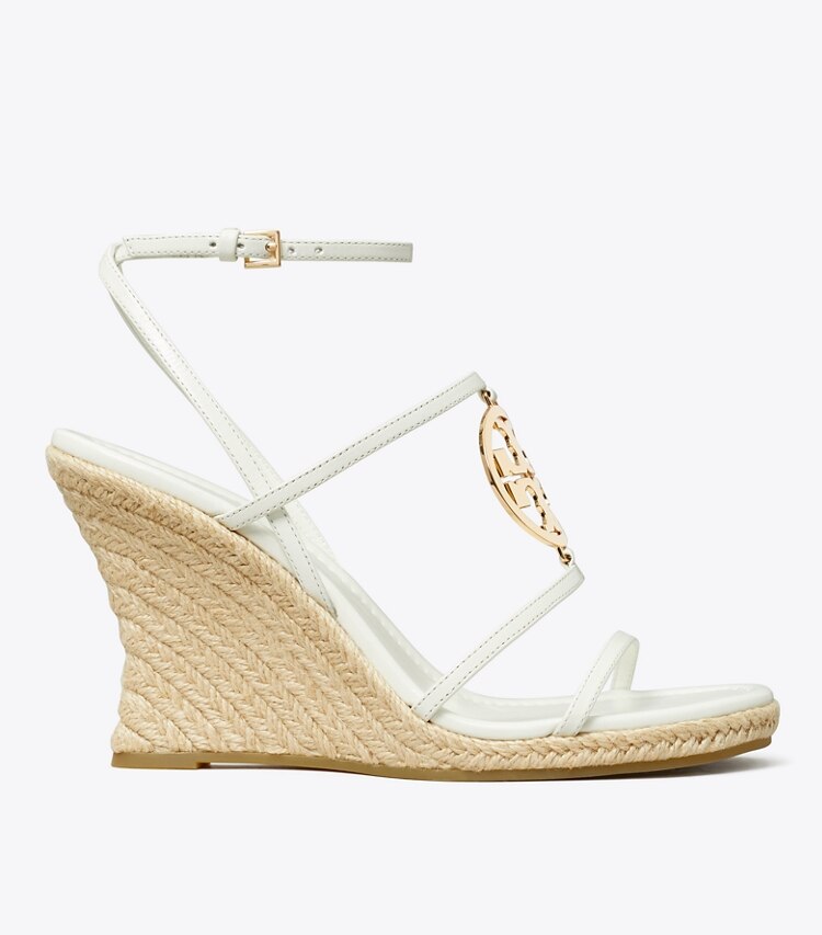 Tory Burch designer espadrilles Miller Capri Espadrille à talon compensé dans CREAM / GOLD de côté