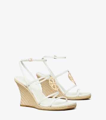 Tory Burch designer espadrilles Miller Capri Espadrille Wedge in BLANC / GOLD angle