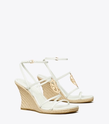 Tory Burch designer espadrilles Miller Capri Espadrille Wedge in BLANC / GOLD angle