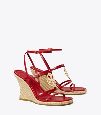 Tory Burch designer espadrilles Miller Capri Espadrille Wedge in TORY RED / GOLD angle