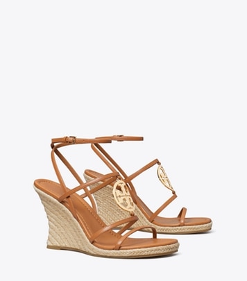 Tory Burch designer espadrilles Miller Capri Espadrille Wedge in CARAMEL CORN / GOLD angle