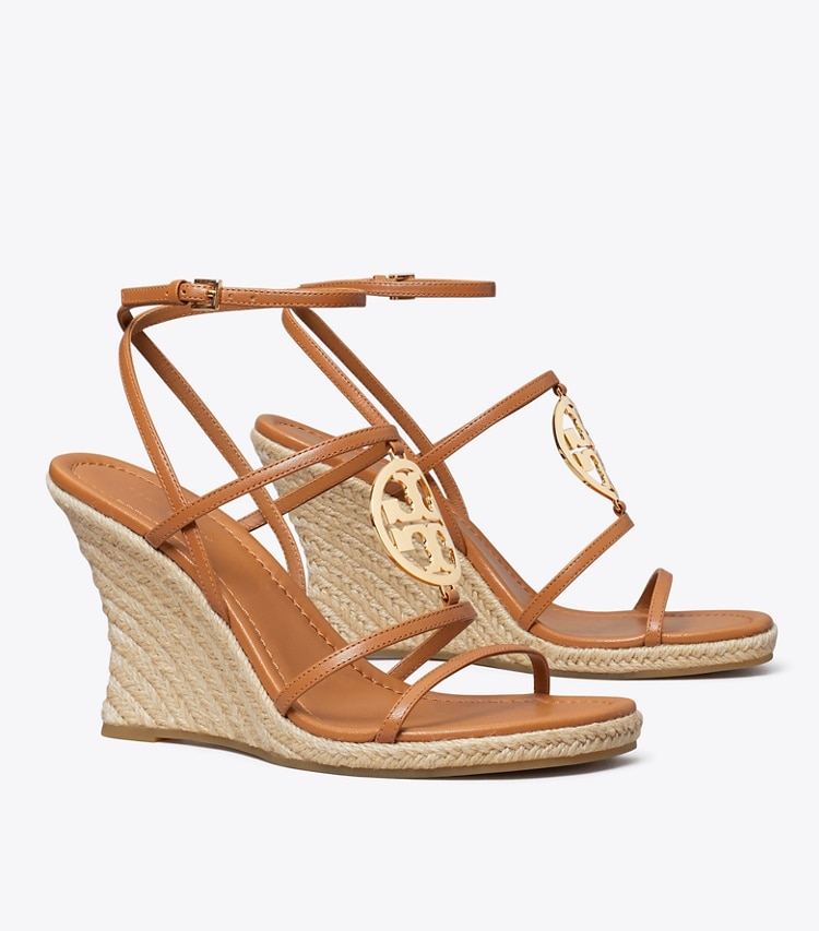 Tory Burch designer espadrilles Miller Capri Espadrille Wedge in CARAMEL CORN / GOLD angle
