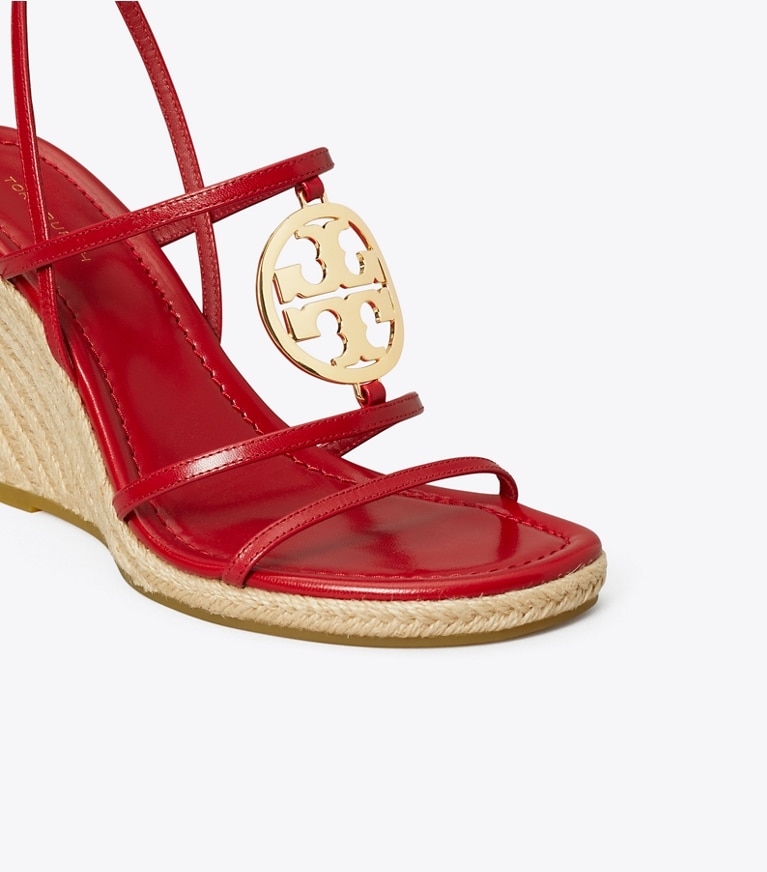 Tory Burch designer espadrilles Miller Capri Espadrille Wedge in TORY RED / GOLD angle
