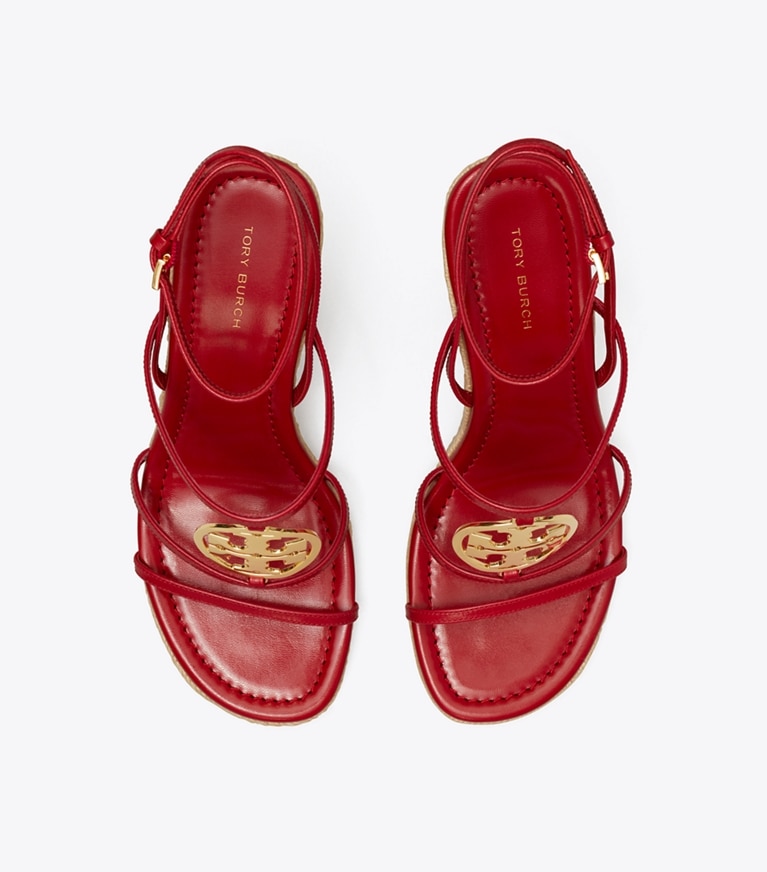 Tory Burch designer espadrilles Miller Capri Espadrille Wedge in TORY RED / GOLD angle