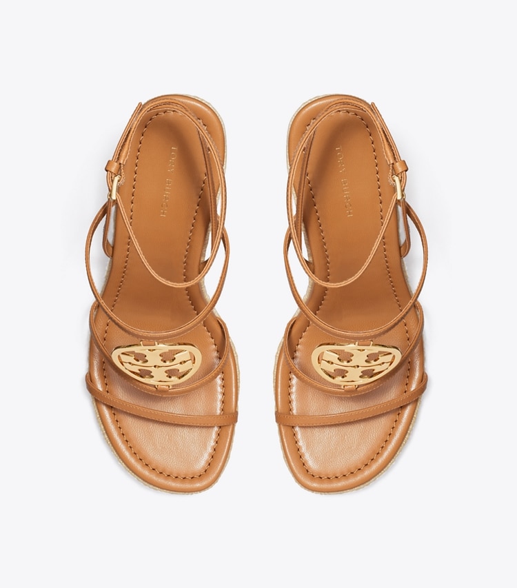 Tory Burch designer espadrilles Miller Capri Espadrille Wedge in CARAMEL CORN / GOLD overhead
