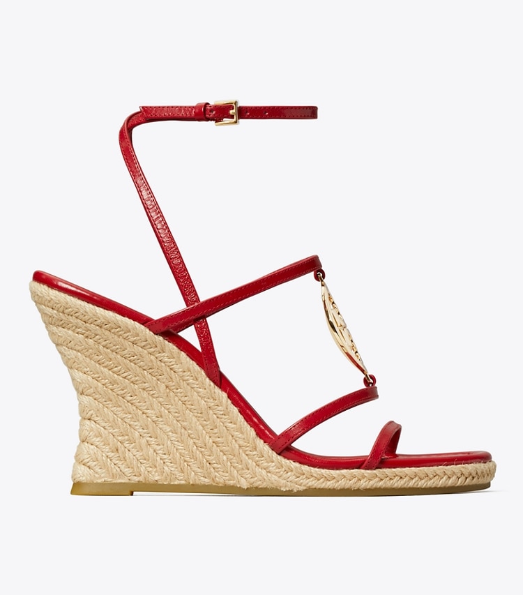 Tory Burch designer espadrilles Miller Capri Espadrille Wedge in TORY RED / GOLD side