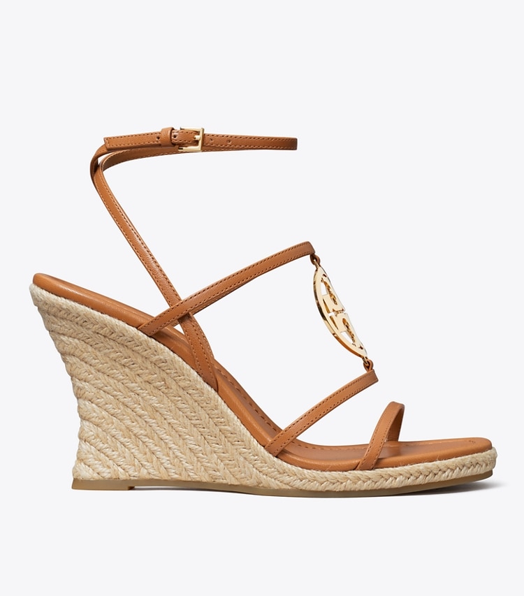 Tory Burch designer espadrilles Miller Capri Espadrille Wedge in CARAMEL CORN / GOLD side