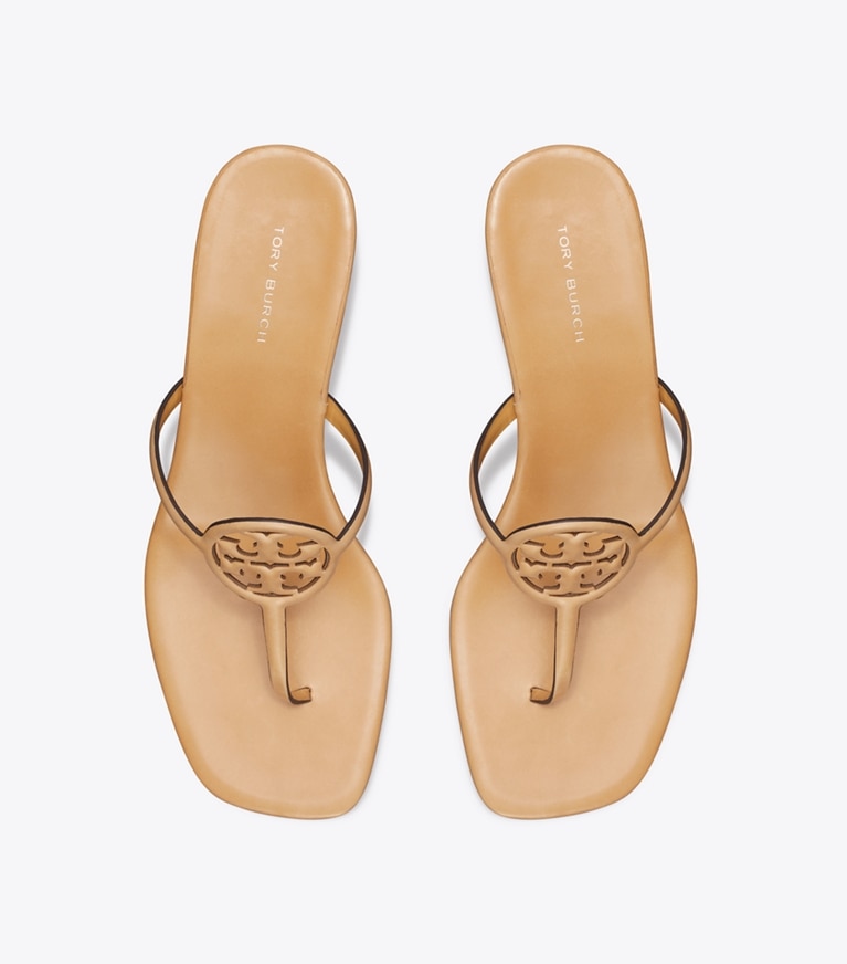 Tory Burch designer sandals Miller Capri Kitten Heel in HONEYCOMB TAN / HONEYCOMB TAN overhead