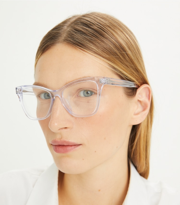 Tory Burch designer sunglasses & eyewear Miller Cat-Eye Eyeglasses in BLACK 1 accessory on model