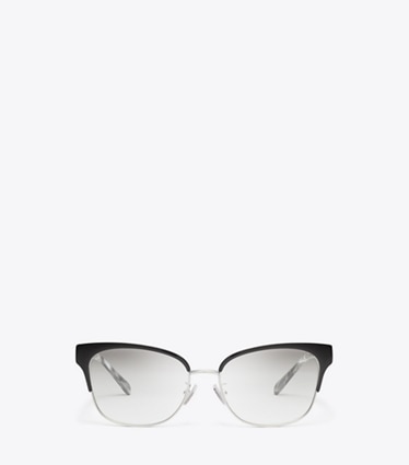 Tory Burch designer sunglasses & eyewear Miller Cat-Eye Eyeglasses in SILVER/BLACK front