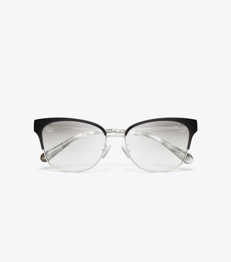 Tory Burch designer sunglasses & eyewear Miller Cat-Eye Eyeglasses in SILVER/BLACK overhead