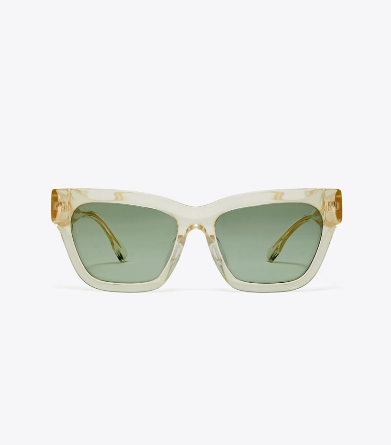 Tory Burch designer sunglasses & eyewear Miller Cat-Eye Sunglasses in TRANSPARENT PINOT/DARK GREEN additional