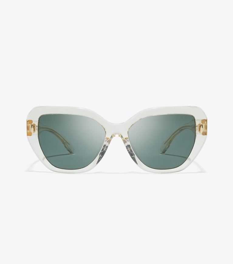 Tory Burch designer sunglasses & eyewear Miller Cat-Eye Sunglasses in TRANSPARENT PINOT/DARK GREEN front