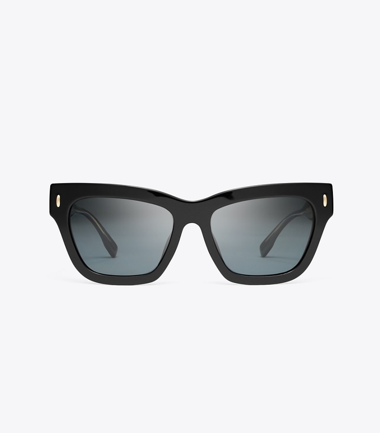 Tory Burch designer sunglasses & eyewear Miller Cat-Eye Sunglasses in BLACK/DARK GREY POLAR front