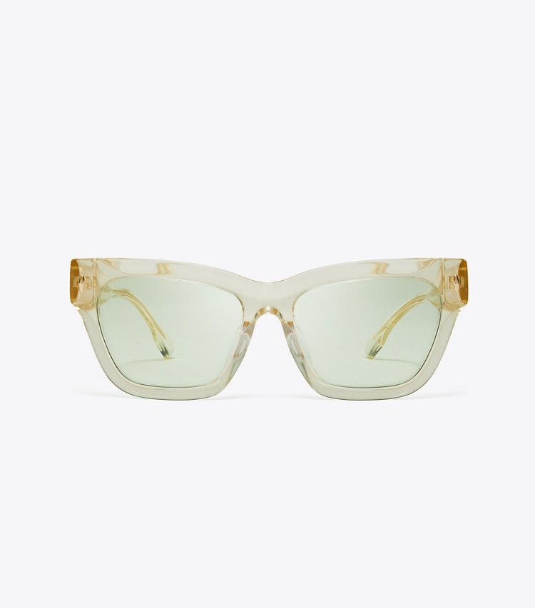 Tory Burch designer sunglasses & eyewear Miller Cat-Eye Sunglasses in TRANSPARENT PINOT/DARK GREEN front