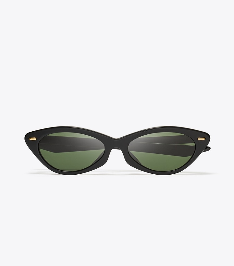 Tory Burch designer sunglasses & eyewear Miller Cat-Eye Sunglasses in BLACK/DARK GREEN overhead