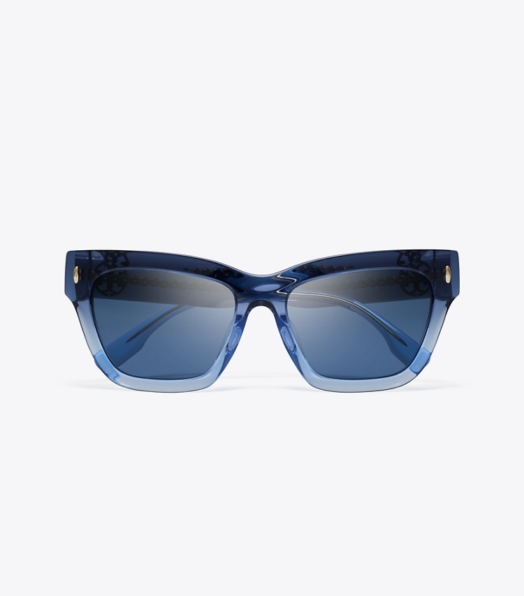 Tory Burch designer sunglasses & eyewear Miller Cat-Eye Sunglasses in NAVY GRADIENT/DARK BLUE overhead