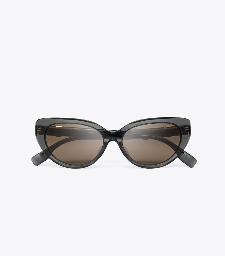 Tory Burch designer sunglasses & eyewear Miller Cat-Eye Sunglasses in WASHED BLACK/DARK BROWN overhead