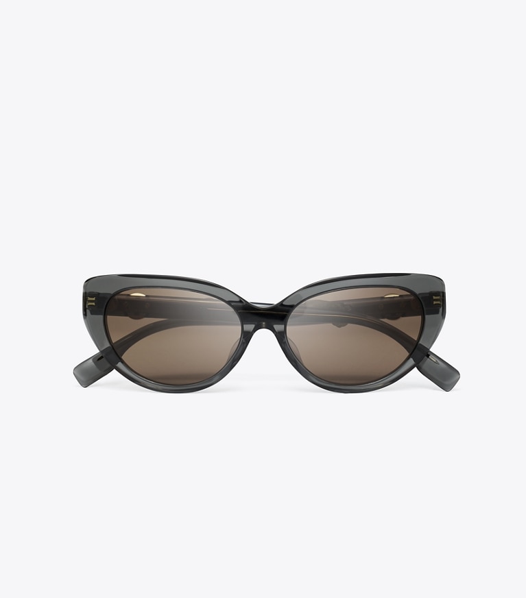 Tory Burch designer sunglasses & eyewear Miller Cat-Eye Sunglasses in WASHED BLACK/DARK BROWN front