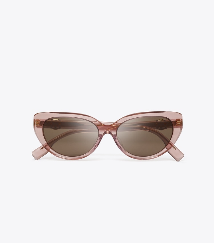 Tory Burch designer sunglasses & eyewear Miller Cat-Eye Sunglasses in TRANSPARENT LIGHT PINK/DARK BROWN overhead