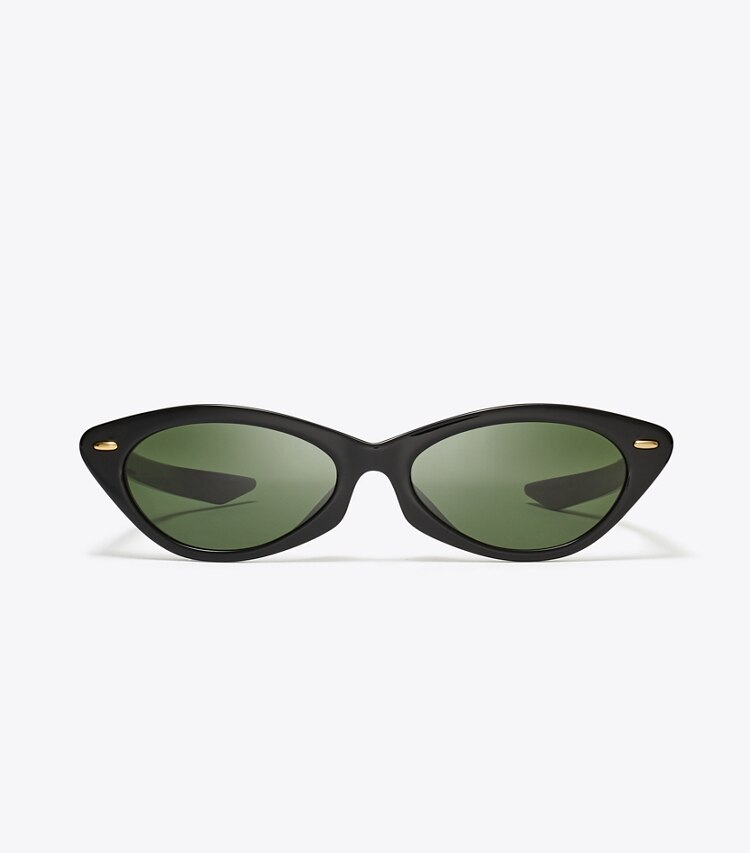 Tory Burch designer sonnenbrillen & brillen Miller Cateye-Sonnenbrille in BLACK/DARK GREEN front