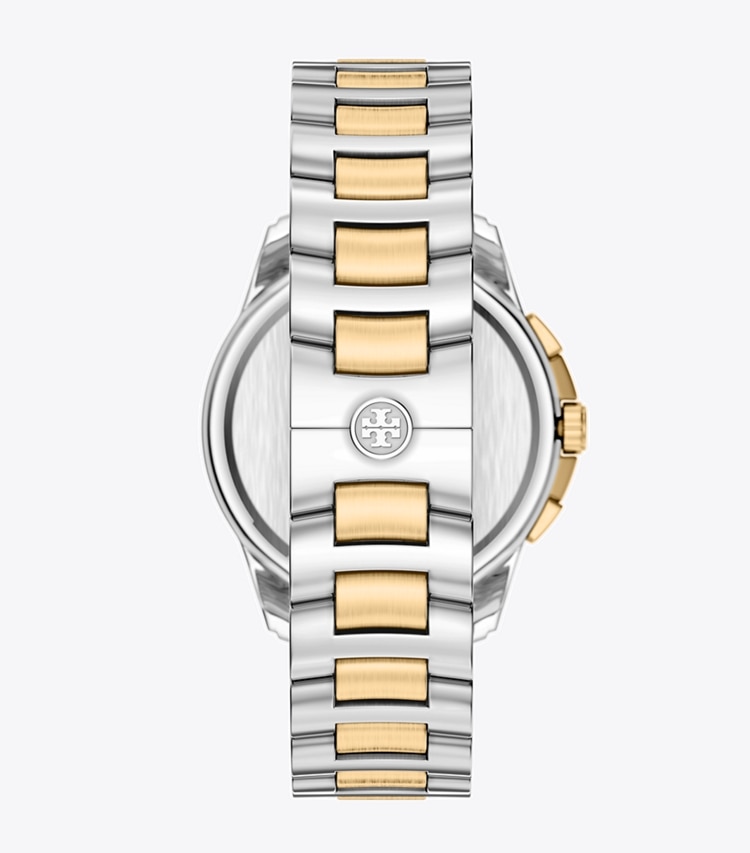 Tory Burch designer strap watches Miller Chronograph in MOP/TWO-TONE back