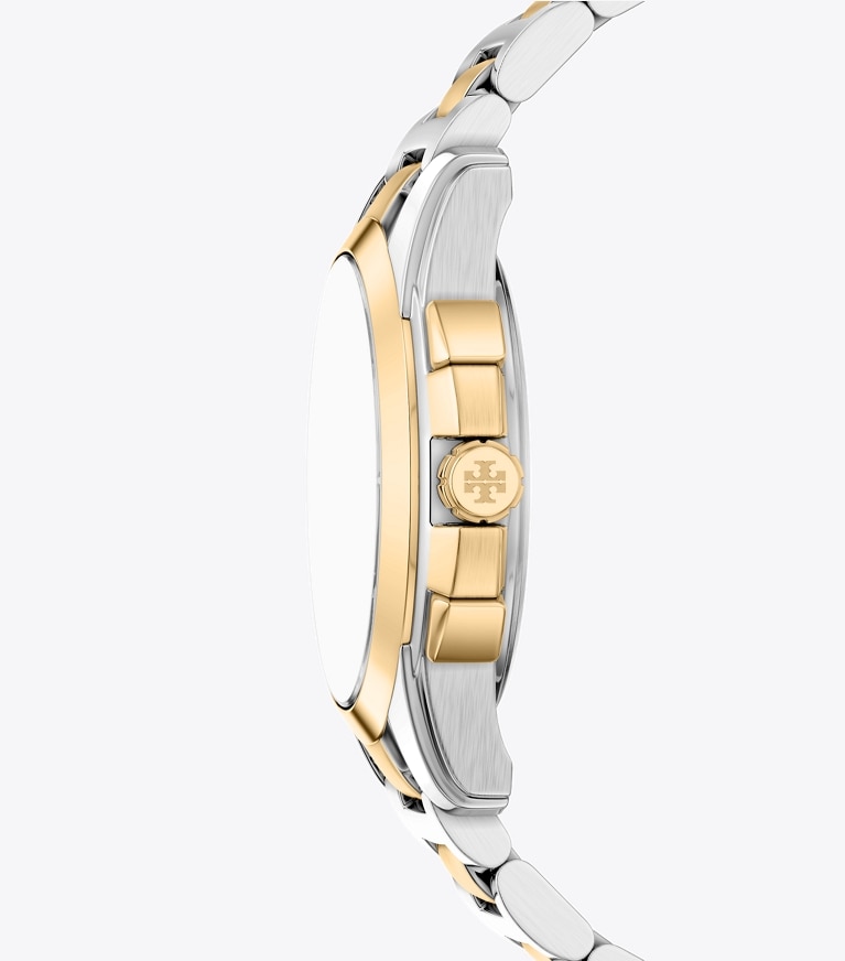 Tory Burch designer strap watches Miller Chronograph in MOP/TWO-TONE side
