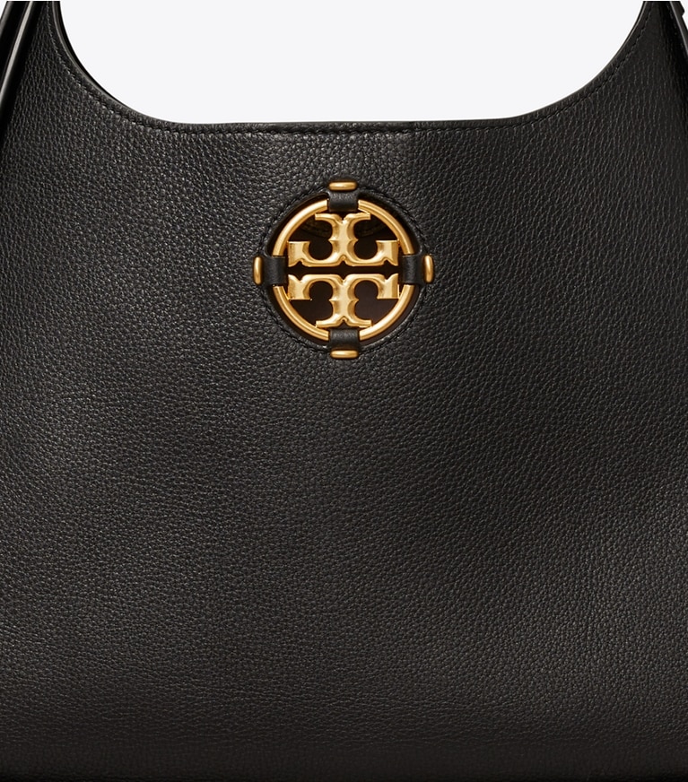 Tory Burch designer hobo bags Miller Classic Shoulder Bag in Black angle