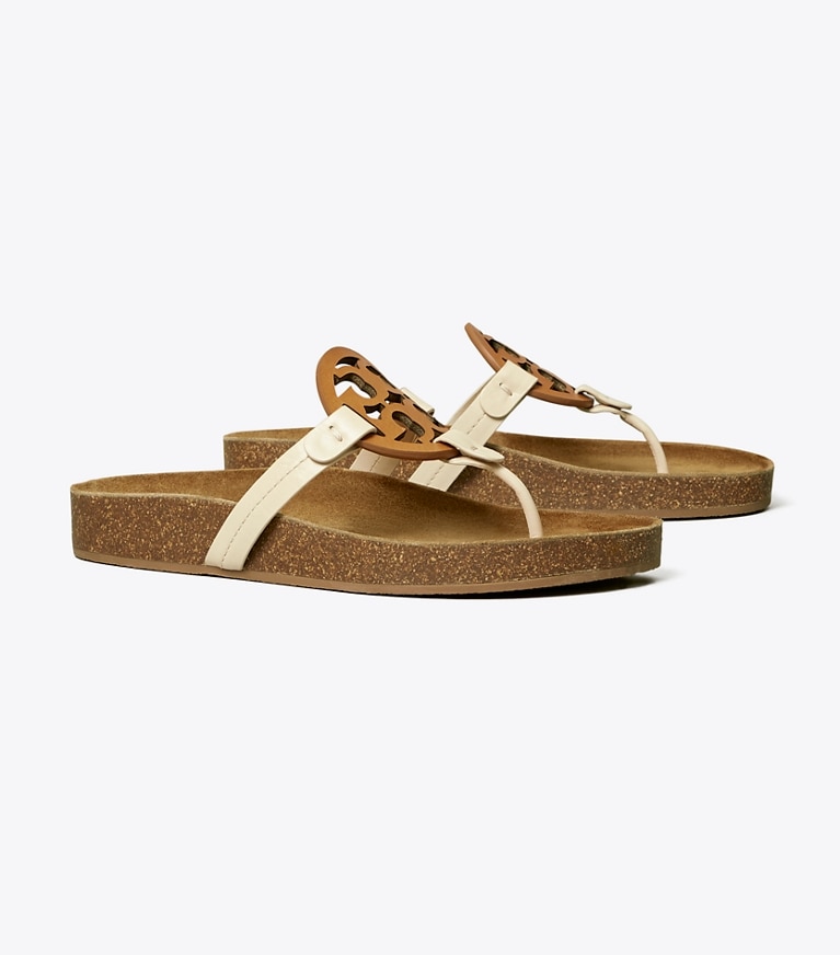 Tory Burch designer sandals Miller Cloud in NEW CREAM / CARAMEL CORN / Natural angle