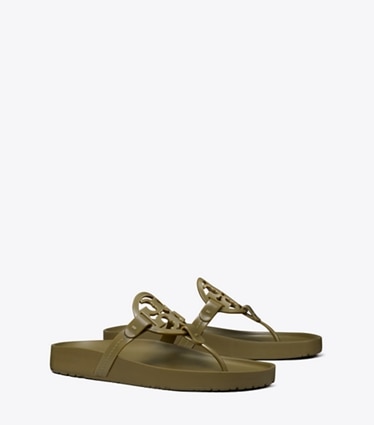 Tory Burch designer sandals Miller Cloud Light in GRASS GREEN angle
