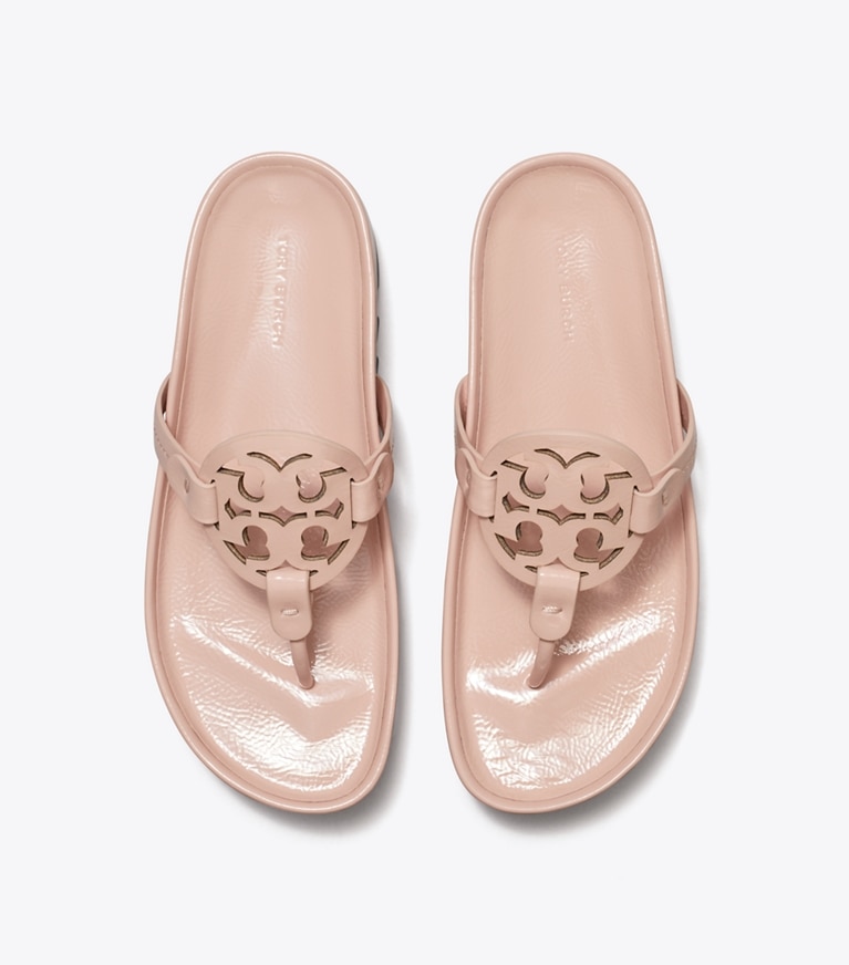 Tory Burch designer sandals Miller Cloud Lug Sandal in PINK BRICK / PERFECT BLACK overhead