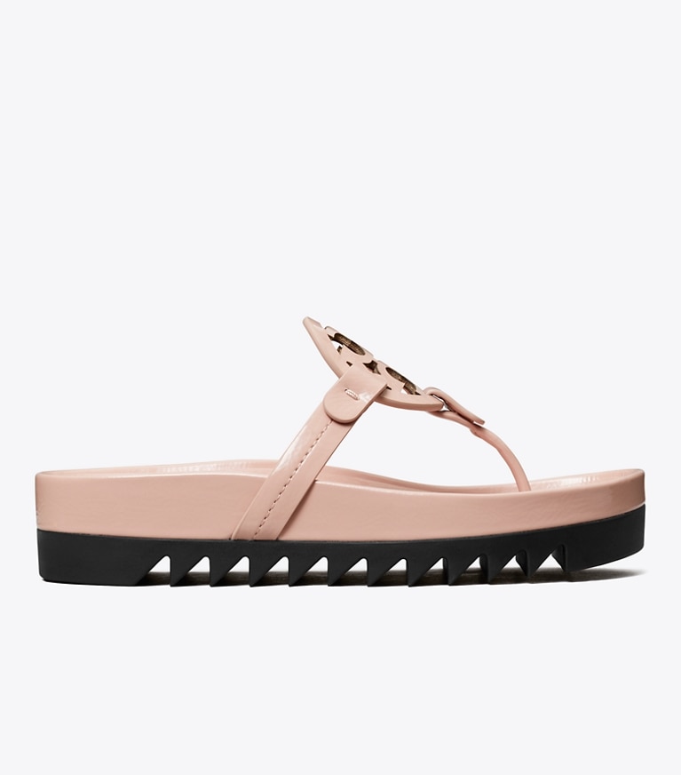 Tory Burch designer sandals Miller Cloud Lug Sandal in PINK BRICK / PERFECT BLACK side