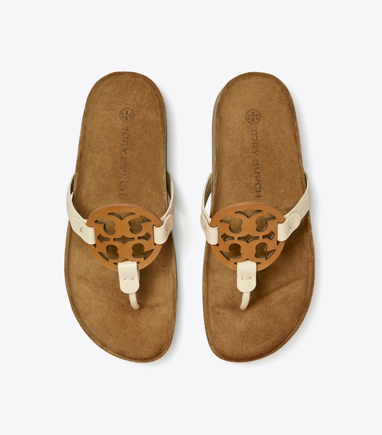 Tory Burch designer sandals Miller Cloud in NEW CREAM / CARAMEL CORN / Natural angle