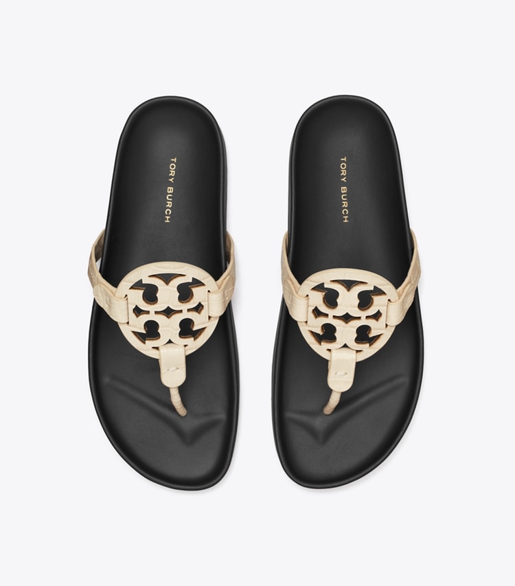 Tory Burch designer sandals Miller Cloud in NEW CREAM / PERFECT NAVY overhead