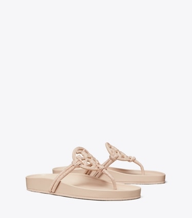 Tory Burch designer sandals Miller Cloud Pavé Knotted Sandal in ROSE SILK angle