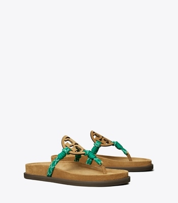 Tory Burch designer sandals Miller Cloud Rope Sandal in ALCE / GREEN MULTI angle