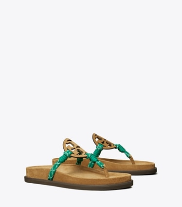 Tory Burch designer sandals Miller Cloud Rope Sandal in ALCE / GREEN MULTI angle