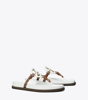Tory Burch designer sandals Miller Cloud Rope Sandal in CLOUD / COCOA MULTI angle
