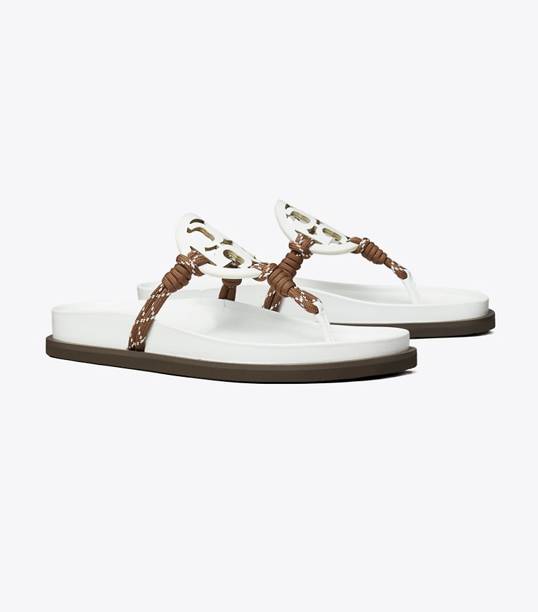 Tory Burch designer sandals Miller Cloud Rope Sandal in CLOUD / COCOA MULTI angle