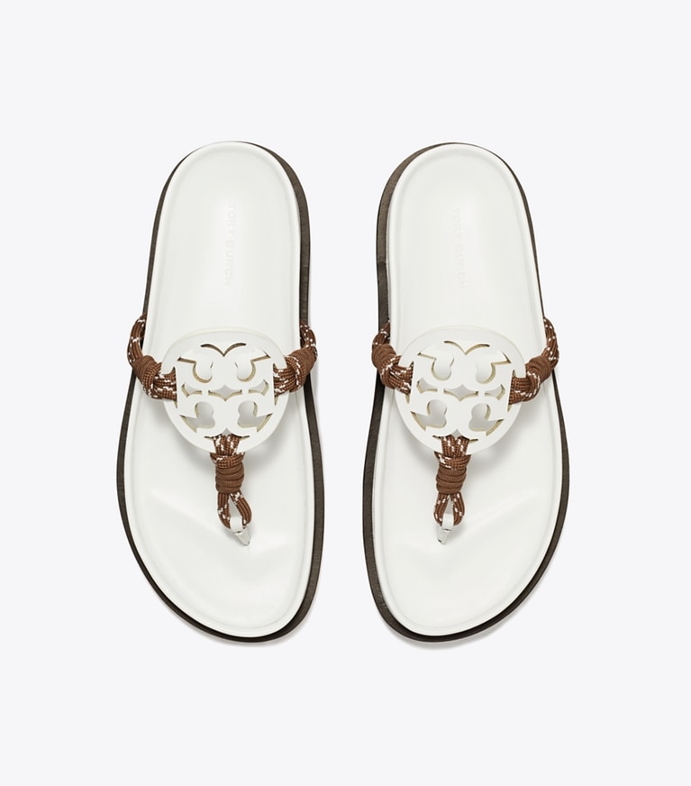 Tory Burch designer sandals Miller Cloud Rope Sandal in CLOUD / COCOA MULTI angle