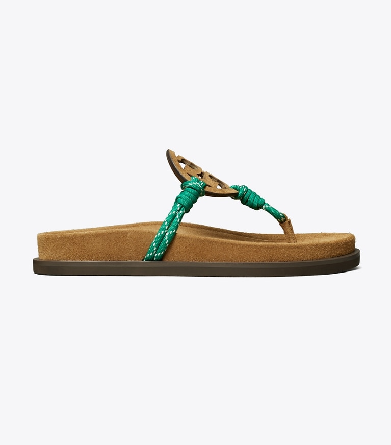 Tory Burch designer sandals Miller Cloud Rope Sandal in ALCE / GREEN MULTI angle