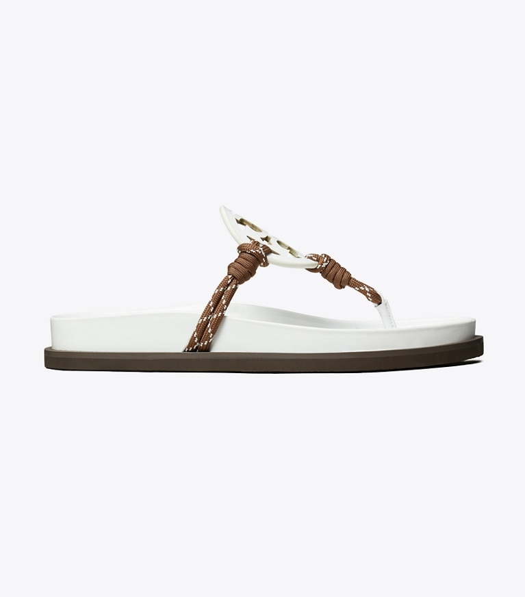 Tory Burch designer sandals Miller Cloud Rope Sandal in CLOUD / COCOA MULTI angle